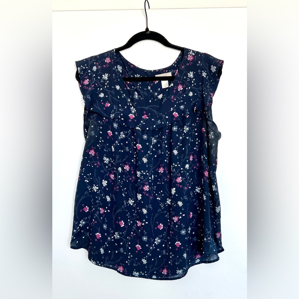LOFT Navy Short Sleeve Blouse size XL